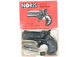 Schreckschusspistole Noris Derringer Twi-Nine PTB 276 Kal. 9mm R.K. in OVP mit 2 Abschussbecher
