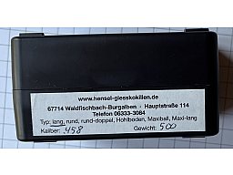 Hensel Kokille Cal.458 für 500 Grain Geschosse