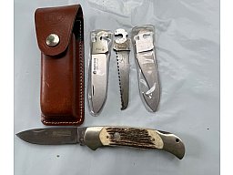 Böker Optima Hirschorn m. 3 Wechselklingen und Ledetui