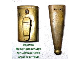 @ Bajonett Messingbeschläge Mundblech mit Spitze für Lederscheide Mauser M 1908 @