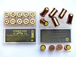 Achtung POWER GAS CS-Patronen Kal. 9mm K./380 K. vom Qualitätshersteller SM
