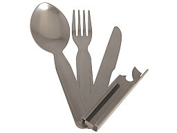 Army Essbesteck - Messer + Gabel + Löffel + Dosenöffner + Flaschenöffner aus Edelstahl