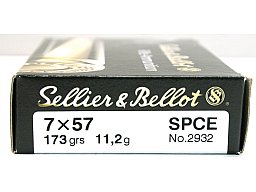 20 Schuss S&B 7x57 SPCE 173gr 11,2g Teilmantel Scharfrand Geschoss Jagdmunition Blei Schnitthaar 7mm