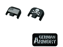 Glock Pistolen Abschlussplatte Backplate Endplate Aluminium gelasert Gen. 1-5 17 19 20 21 22 33