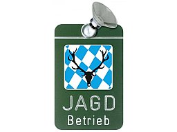 1x Autoschild "Jagdbetrieb" BAYERN mit Saugnapf | wertiges Aluminium mit gravierter Schrift 8x12cm