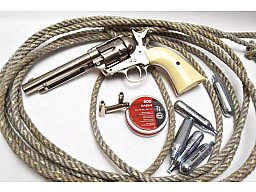 Vollmetall COLT SAA .45 Revolver * Nickel Finish * 4,5 mm Diabolos * 5,5" Lauf * mit Starterpaket