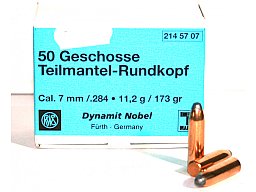 50 Stück NEUE RWS Geschosse - TMR Teilmantelrundkopf 7mm .284 173gr 11,2g #2145707 7x65 7x57R 11g TM