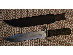 Bowie / Jagdmesser mit Horngriff und Lederscheide