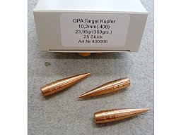 25 GPA, früher auch als Jaguar Geschosse bekannt, .408, 369 grain, BLEIFREI, NEU