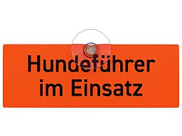 1 x Autoschild "HUNDEFÜHRER IM EINSATZ" mit Saugnapf Windschutzscheibe 18 x 6,5cm Aluverbundplatte !