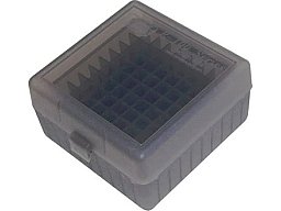 100er Patronenbox Munitionsbox von MTM mit Scharnier .17 .222 .223 Remimgton RS-100-16T Grau / KLAR
