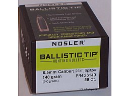 50St. NOSLER Geschosse 6,5mm(.264Dia.) - 140 - BALLISTIC TIP - #26140