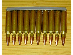10 Stück.223 Remington / 5,56X45 Dekos auf Ladestreifen Vollmantel und Messinghülse