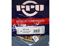 50 Stück > NEUE PPU / PrviPartizan Kurzwaffenhülsen 9mm kurz / .380 Auto | Boxer/Unprimed #C144