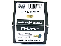 75 Stück S&B | Sellier&Bellot Geschosse #319322 | .355 (9mm, .357 SIG) 140grs/9,0g FMJ SUBSONIC