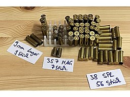 Wiederladergold verschiedene leere Hülsen im Konvolut 38 SPL/ 9 mm/ 357 MAG Wiederladehülsen
