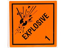 4x Aufkleber Explosionsgefährlich Klasse 1 ORANGE 10x10cm | Aufbewahrung Transport NC Schwarzpulver