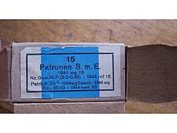 7,92 mm Schachtel Patrone SmE , wg 1944 , mit 15 DEKO-Patronen