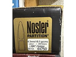 140 Stk. Nosler Partition Geschosse 9,3 mm (.366) - 286 grs / 18,5g Spitzer (3x OVP)
