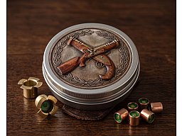 Böllerdose / Zündhütchendose – Hell- Böllerschützen in Antik-Medallion-Optik