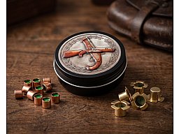 Böllerdose / Zündhütchendose – Schwarz - Böllerschützen in Antik-Medallion-Optik