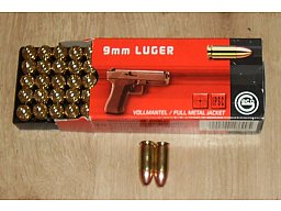 50 Deko Dekopatronen GECO 9mm Para / 9X19 / 9mm Vollmantel Original Hülsen u. Originalverpackung