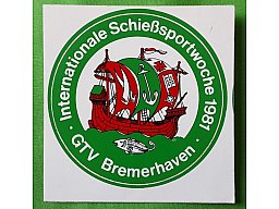 Aufkleber der Internationalen Schießsportwoche 1981 in Bremerhaven