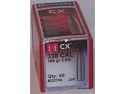 50St. HORNADY .338(.338Dia.) - 185 - CX - bleifreies Jagd-Geschoss -#332704