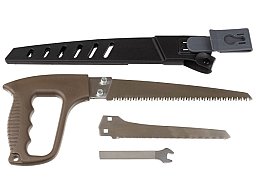 Handsäge m. 2 Sägeblättern + Scheide m. Gürtelclip + Schlüssel
