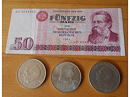 110 Ost Mark 3x20 Münze 1x 50 Schein 1971-72 DDR NVA