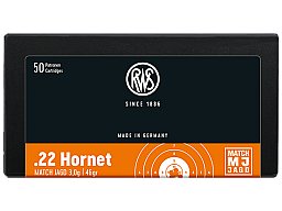 50 Schuss RWS .22 HORNET MJ 46gr 3,0g MATCH JAGD Hohlspitz Munition > Trainings / Wettkampfpatronen