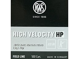50 St. Schuss RWS .22 l.r. lfb KK Jagdmunition HV High Velocity Hohlspitz HP 2,6g BR 385m/s 193 J.
