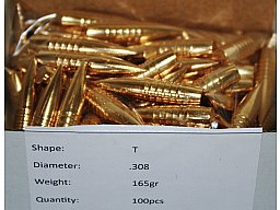 100 x L.O.S. LOS CERKNO T TACTICAL Bleifrei MATCH Geschosse .308 Win. .300 165gr 10,69g Messing Soli