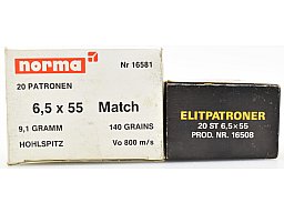 40 Norma Patronen 6,5x55 - 9,1g. Hohlspitz Match