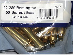 50 Stück > NEUE PPU/PrviPartizan Langwaffenhülsen .22-250 Remington Boxerzündung UnprimedBrass #C211