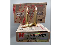 20 Schuss 9,3x62 Hornady Custom Interlock SP 286grs (Drückjagd, Sauen, Schießkino)