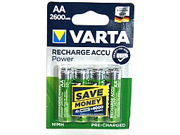 4x VARTA AA ACCU Power/Akkus, wiederaufladbar #5716 2.600mAh R2U> Wildkamera, Fotofalle, Kirrautomat