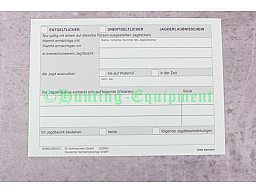 20 Stück Begehungsschein Jagderlaubnisschein Vordruck Formular Versandkostenfrei 32501-01