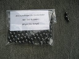 Bleirundkugeln für Vorderlader, Kal. .38