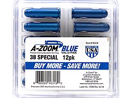 A-ZOOM Pufferpatronen Exerzierpatronen .38 SPECIAL Jagdkurs Jägerprüfung 12er Pack BLAU ALU massiv
