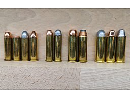 Set Revolver Patronen, 11 Stück, verschiedene Geschosse, Deko-Patrone