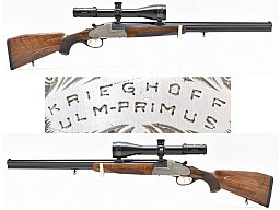 KRIEGHOFF " ULM PRIMUS " Seitenschloß - BBF Kal. 16/70 - 7x65 R mit ZEISS ZF 3-12x56 LA60 + EL .222