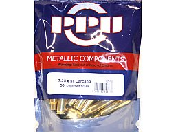 50 Stück NEUE PPU/PrviPartizan Langwaffenhülsen 7,35x51 CARCANO 7.35 x 51 Boxer Unprimed Brass #C570
