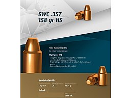 2000St. H&N Geschosse .357 SWC HS 158grs - .38/.357 | Haendler&Nattermann BLEIGESCHOSSE