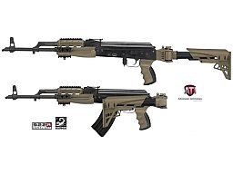 AK-47 / AK-74 Klappschaft mit Scorpion Dämpfung Desert Tan ATI SONDERPREIS!!