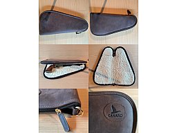SEHR SELTENE Canard Kurwaffentasche/-Futteral (L) aus echtem „Crazy-Horse“-Leder mit Lammfellfutter