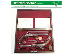 Duellpistolen-Set (Perkussionspistolen), Holzschatulle + Zubehör, Ardesa, Kal. .44 BP