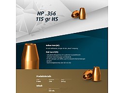 500St. H&N Geschosse .356 / 9mm HP HS 115grs | Haendler&Nattermann BLEIGESCHOSSE