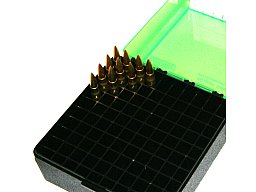 100er Patronenbox Munitionsbox von MTM mit Scharnier .308 Win 6,5 Creed .410 RM-100-16 Grün/Schwarz