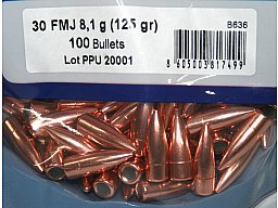 100 Stück PPU | PrviPartizan Geschosse #B-636 | Cal. 300AAC/ Dia .308 - 125grs / 8.1g FMJ Vollmantel